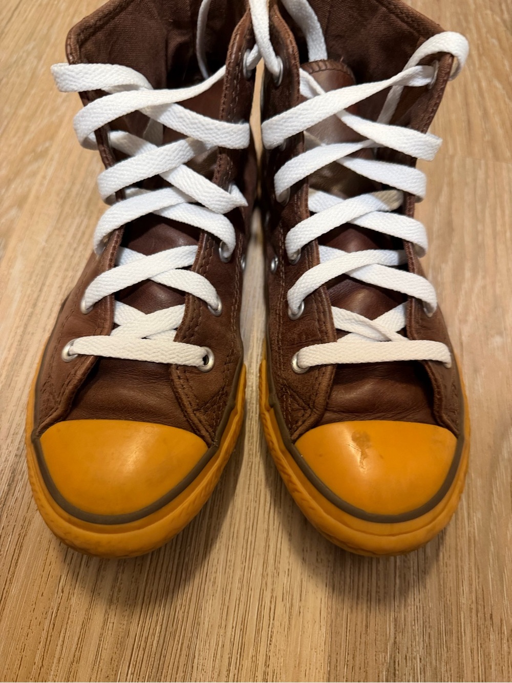 Converse All Star Brown Leather High Top Sneakers Youth Size 1 Boy’s - Picture 4 of 7